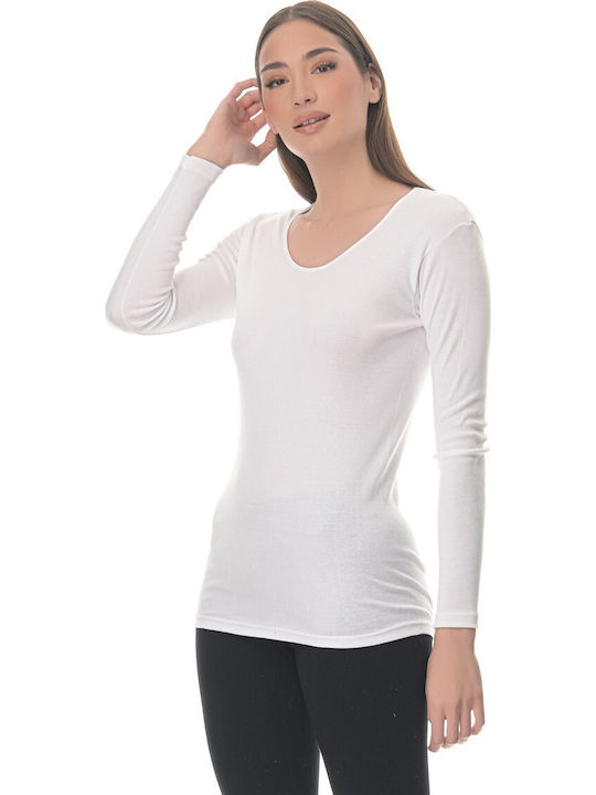 Mânecă lungă Bumbac Alb Tricou pentru femei