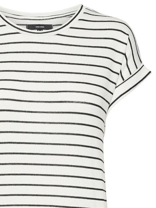 Snow Γυναικείο Αθλητικό T-shirt Ριγέ Λευκό