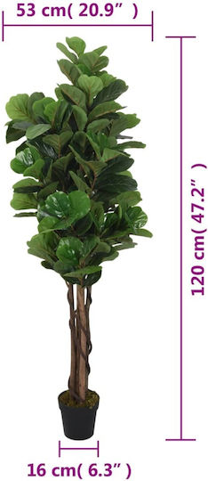 Изкуствено дърво за външно пространство Ficus Lyrata Green 120см vidaXL