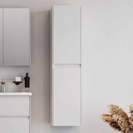 Martin Malaga Wall Hung Cabinet Matte Lacquer Bathroom Column Cabinet L35xD32xH160cm White