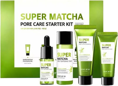 Some By Mi Super Matcha Pore Care Skin Care Set for Moisturizing , Facial Cleaning & against Acne with Serum , Face Cleanser & Face Mask