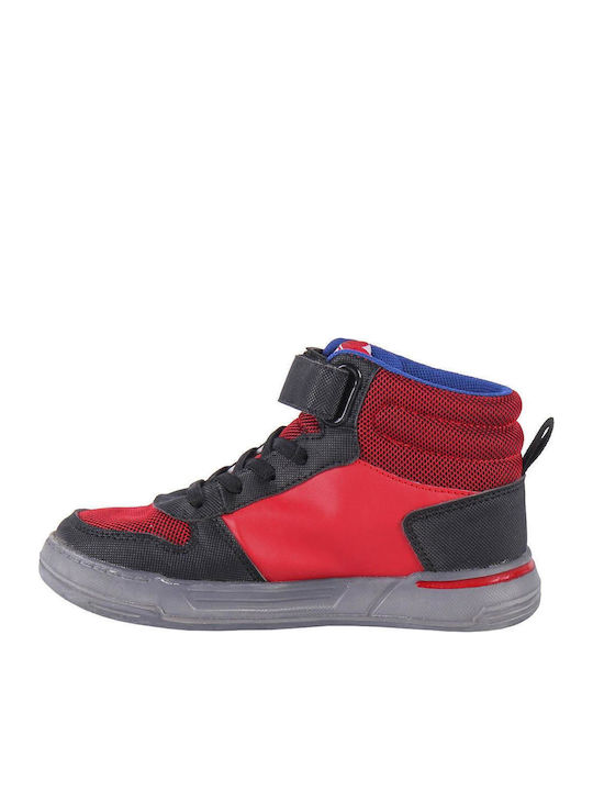Spiderman Παιδικά Sneakers High με Σκρατς Κόκκινα