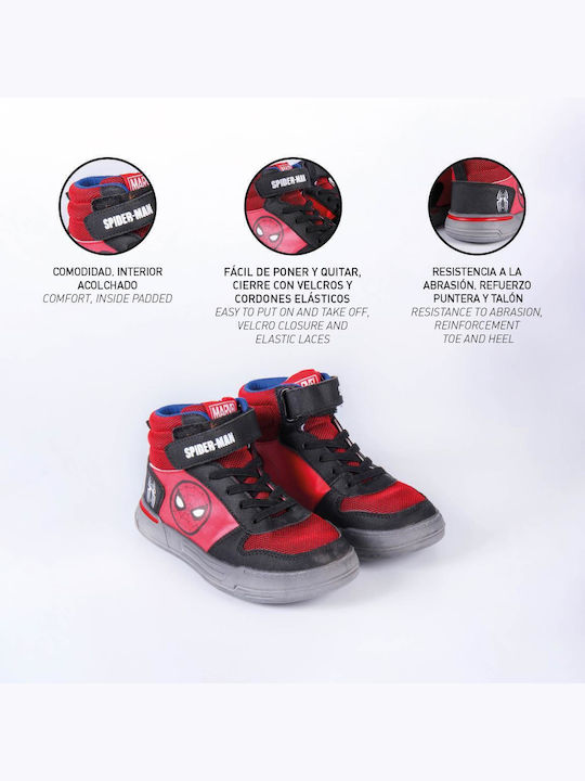 Spiderman Παιδικά Sneakers High με Σκρατς Κόκκινα