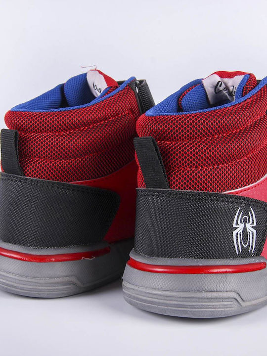 Spiderman Παιδικά Sneakers High με Σκρατς Κόκκινα