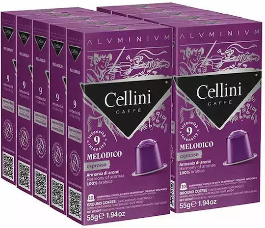 Cellini Kapseln Espresso Melodico Kompatibel mit Maschine Nespresso 10Mützen