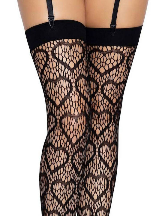 Leg Avenue Heart Net Sexy Κάλτσες Μαύρες