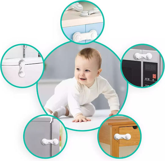 Ricokids Защитни елементи за шкафове и чекмеджета от пластмаса в Бял цвят 10бр