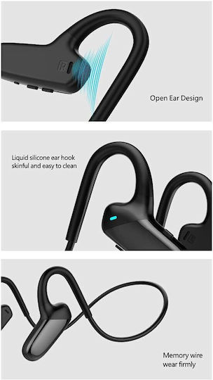 F808 Open Ear Bluetooth Handsfree Ακουστικά Μαύρα