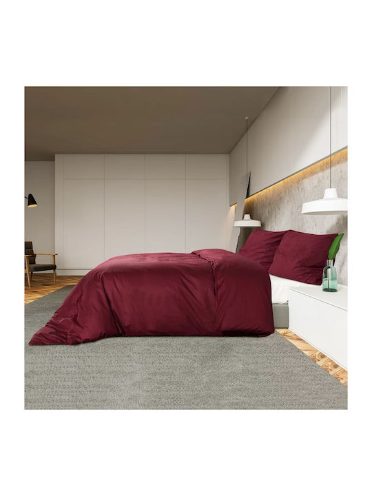 vidaXL Duvet Cover Set Cotton Queen with 2 Pillowcases 240x220 Bordeaux