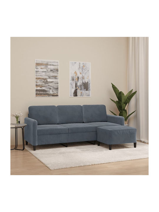 Canapea Cu Trei Locuri Pat Catifea Gri 198x77x80cm