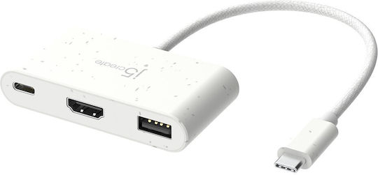 J5 Create Μετατροπέας USB-C male σε USB-C female Λευκό 1τμχ JCA379EW
