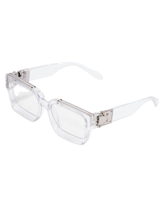 Olympus Sunglasses Cerberus Small Sunglasses with Transparent Plastic Frame and Gray Lens 8264260186760