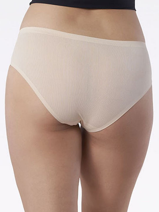 Julimex Baumwolle Damen Slip Nahtlos Beige