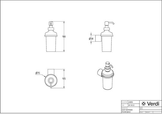 Verdi Lamda Spender Glas Matte Black