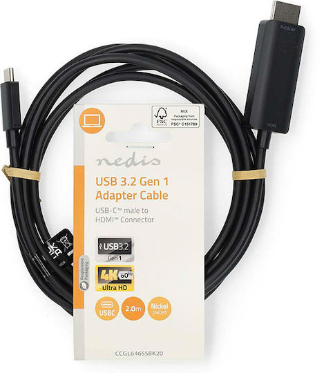 Nedis Μετατροπέας USB-C male σε HDMI female Ασημί 1τμχ 2.00M