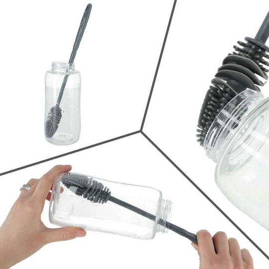 ikonka Plastic Cleaning Brush with Handle Black