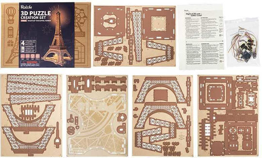 Rolife Παιχνίδι Κατασκευών Ξύλινo Night LED of the Eiffel Tower 3D για Παιδιά 14+ Ετών