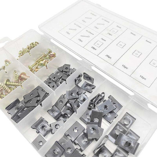 Schraube Verzinkt 170Stück im Koffer + U-type Clip Set