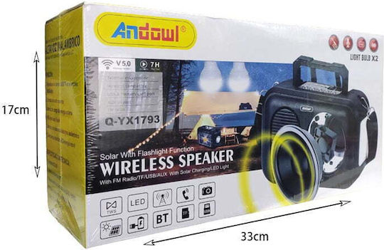 Andowl Q-YX1793 Tragbares Radio Solar mit Bluetooth und USB Schwarz