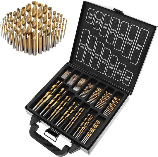 Set of 100 Drills HSS with Cylindrical Shank for Metal