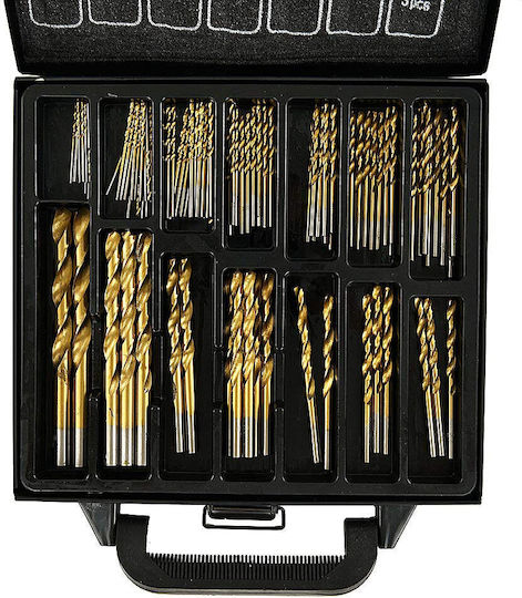 Set of 100 Drills HSS with Cylindrical Shank for Metal