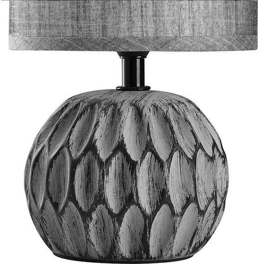 Bakaji Ceramic Table Lamp for Socket E14 with Gray Shade and Base