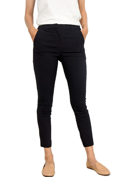 Damen Stoff Capri Hose in Schlanker Passform Black