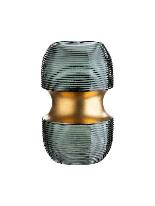 ArteLibre Διακοσμητικό Βάζο Glas Turquoise/Gold 11x11x18cm 1Stück