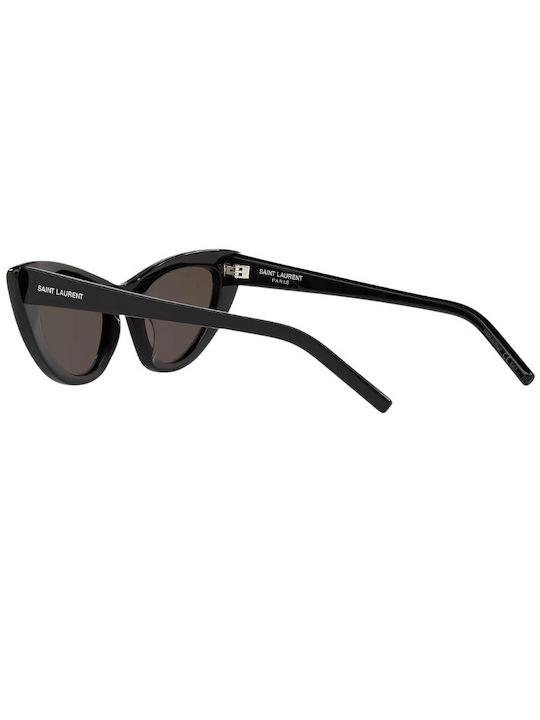 Ysl Women's Sunglasses with Black Plastic Frame and Black Lens