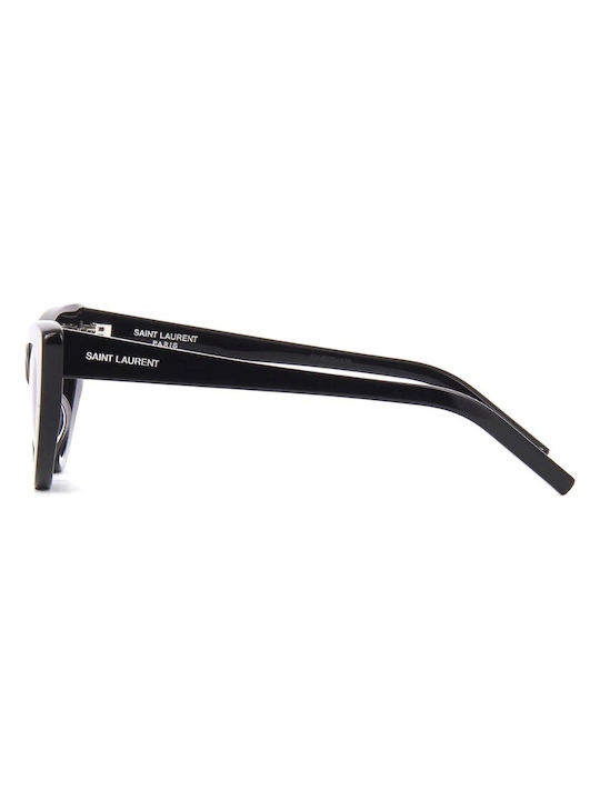Ysl Women's Sunglasses with Black Plastic Frame and Black Lens