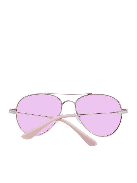 Skechers Women's Sunglasses with Silver Metal Frame and Pink Lens SE6096 73U