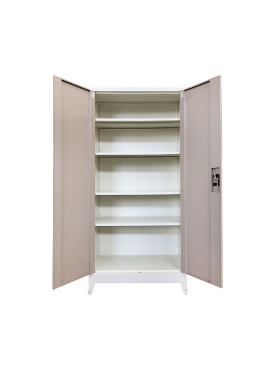 Doppelflügeliger Metallischer Gaalvanisierte Außenschrank mit Verriegelungsfunktion mit 4 Regalen 90x45x181cm