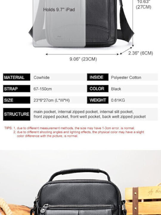 Leather Men's Bag Shoulder / Crossbody Black