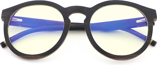 Daponte Wooden Prescription Eyeglass Frame Blue