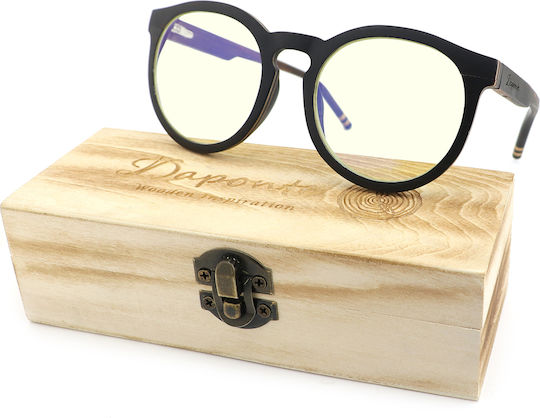 Daponte Wooden Prescription Eyeglass Frame Blue