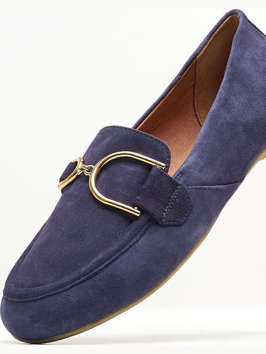Palmaria Leder Damen Mokassins in Blau Farbe