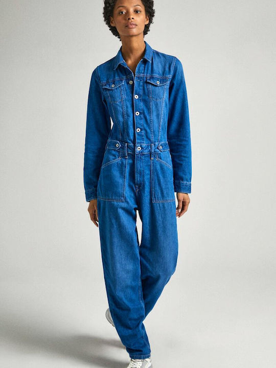 Γυναικεία Μακρυμάνικη Ολόσωμη Φόρμα Denim