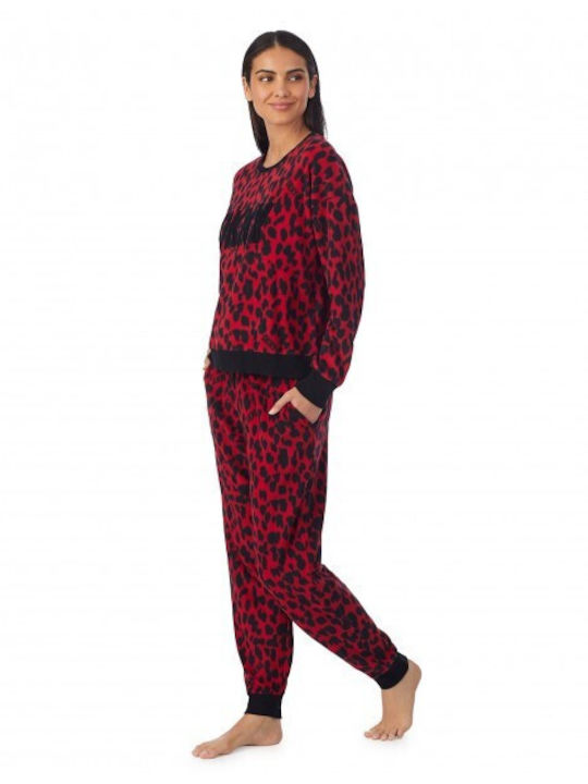 DKNY Winter Damen Pyjama-Set Vlies Red