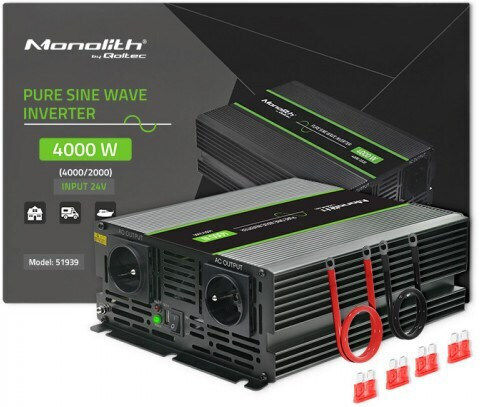 Qoltec Инвертор за кола Чиста синусоидална вълна 4000W за 12V DC