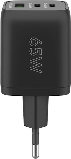 Goobay Φορτιστής Χωρίς Καλώδιο με Θύρα USB-A και 2 Θύρες USB-C 65W Power Delivery Μαύρος (64753)