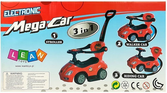 Mega Car Baby Push Walker Ride On with Parental Handle for 12+ Months Green