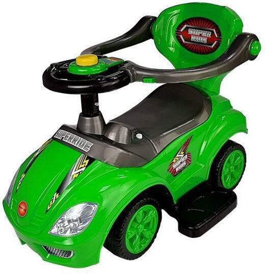 Mega Car Baby Push Walker Ride On with Parental Handle for 12+ Months Green