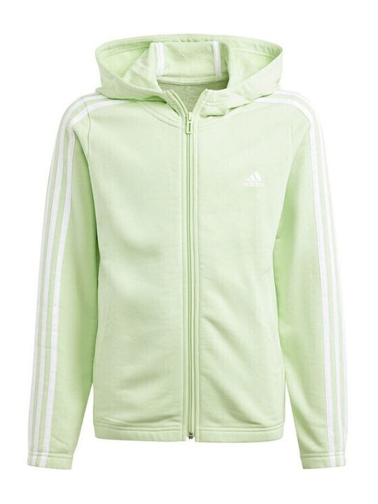 Athletic Kids Sweatshirt Cardigan Cotton with Hood Green