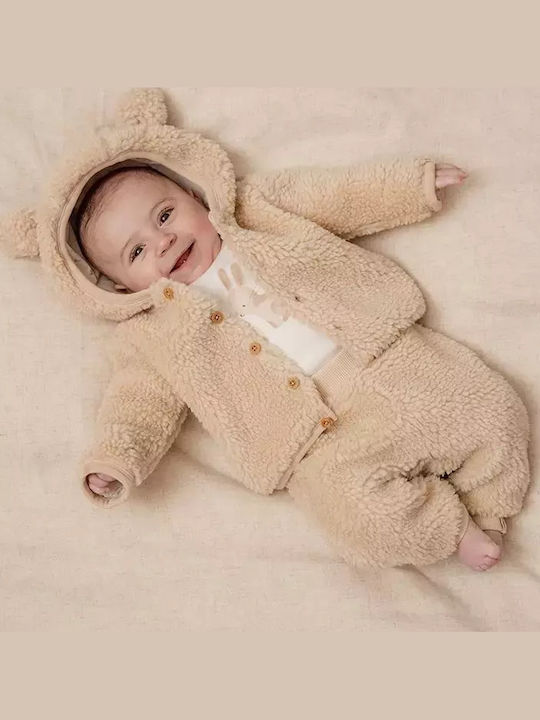 Παιδική Ζακέτα Γούνινη με Κουκούλα Λευκή Teddy Bunny