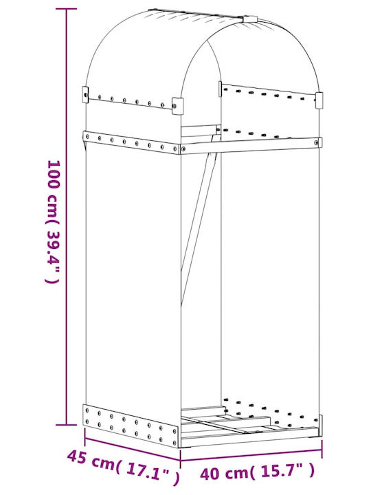 vidaXL Inox Ράφι Αποθήκευσης Ξύλων 40x45x100cm Ασημί