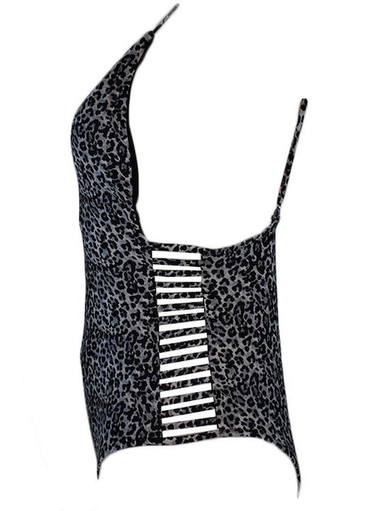 Ολόσωμο Μαγιό Animal Print ΓΚΡΙ