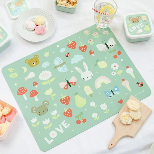 A Little Lovely Company Plastic Placemat Joy Green 43x34cm