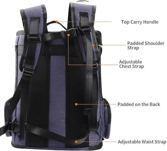 Morpilot Dog/Cat Carrying Blue Backpack for 15kg Pets L42xW33xH28cm