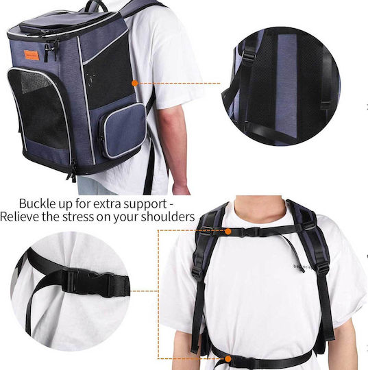 Morpilot Dog/Cat Carrying Blue Backpack for 15kg Pets L42xW33xH28cm