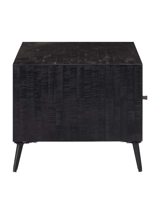 vidaXL Rechteckiges Zentral Kaffeetisch aus Massivholz mit Schubladen Schwarz M90xB50xH41cm